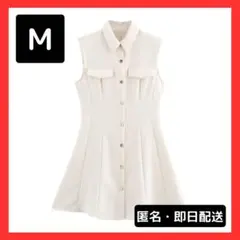 【新品】クレープミニワンピース M エクリュ ZARA
