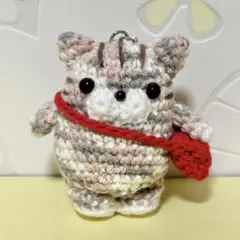 ぷっコロシリーズ　ネコ　サビトラ ピンク あみぐるみ　動物　人形　キーホルダー
