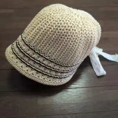 麦わら　バケットハット　後ろリボン