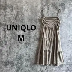 a3976【UNIQLO】キャミソールワンピース ギャザー ティアード M