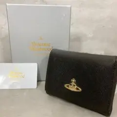 美品✨ ヴィヴィアンウエストウッド がま口 折り財布 サフィアーノレザー 黒