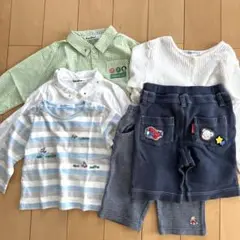 【80サイズ】familiar 長袖シャツ パンツ カーディガン ６点セット