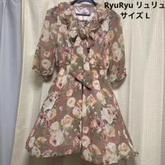 レ-(89)RyuRyu リュリュ 花柄 シフォンワンピース L
