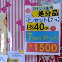 プリント生地(４０cm)7枚セット【F】