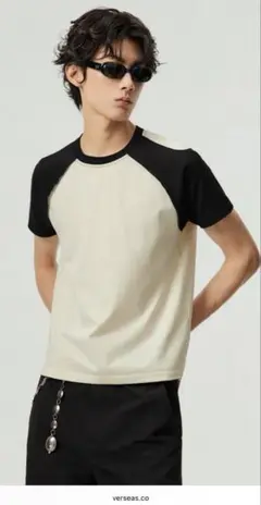 simple project Contrast Sleeve Tee ラグランT