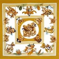 ☘️美品☘️ HERMES　心の友　テディベア　スカーフ カレ45 希少】最終価格 HERMES シルク スカーフ 心の友 テディベアー