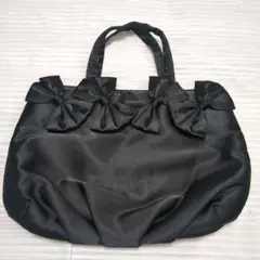美品★レベッカテイラー　リボントートバッグ　黒　ブラック　サテン生地
