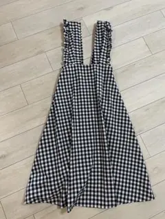 madame❤️etsuko shopフリル付きギンガムチェックサロペット