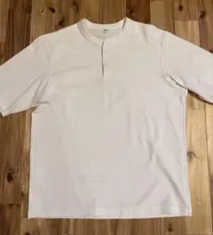 UNIQLO ドライワッフルヘンリーネック Tシャツ M ホワイト