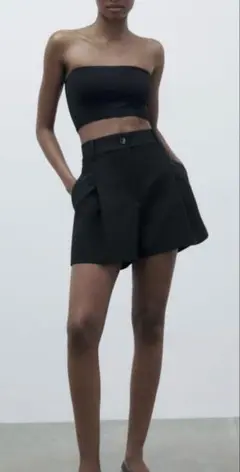 【ほぼ未使用】ZARA ザラ ハイライズプリーツショートパンツ