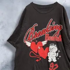 BGSZ カレッジ Tシャツ 古着 黒 失恋 オーバーサイズ ベア キャラ