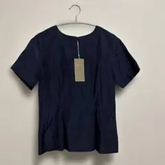 タグ付き　BALLSEY ネイビー 半袖シャツ　ブラウス　シルク　絹