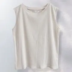 901》ツーピンク リブカットソー ノースリーブ シンプル 着回し 無地 L