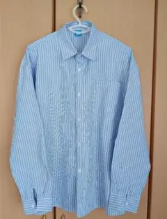メンズ　長袖シャツ　ストライプ　ブルー　青　 L