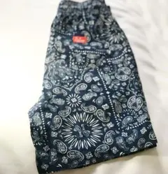 Cookman ショートパンツ　シェフパンツ　ペイズリー　バンダナ　ネイビー