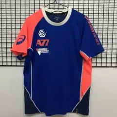 A561 asics 半袖　メッシュ　A77 ポリエステル　ブルー/蛍光オレンジ