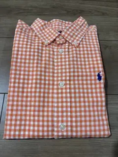 美品！Ralph Lauren オレンジチェック長袖シャツ 7サイズ130
