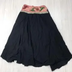 スパンコール 刺繍 アジアン ロングスカート