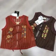 新品　e.a.B 100cm ベスト　タンクトップ　双子　リンク　お揃い　刺繍