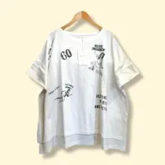 【新品】IRIEY アイリー　梨地天竺ロゴプリントTシャツ　F　オフシロ