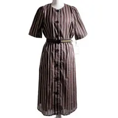 新品 R-ISM リズム ワンピース シャツワンピース ストライプ ブラウン