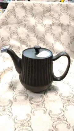990✡　未使用　珈茶　カチャ　常滑焼　ストライプ模様 ブラック　コーヒーポット