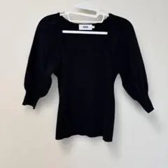 アズールバイマウジーイレギュラーネックパフニットS美品秋5部丈