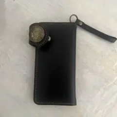 黒革長財布 6カードスロット