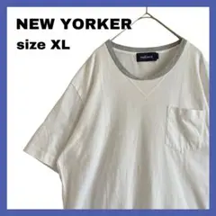 ニューヨーカー Tシャツ メンズ XL 半袖 カジュアル シンプル 白 グレー