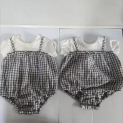 【2着セット】チェック柄ロンパース 70cm
