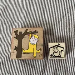 猿と木のデザイン スタンプセット