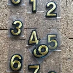 【金+黒フチ】パーツ　ワッペン　数字　野球