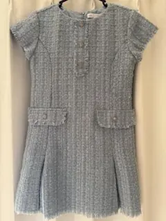ZARA ワンピース ツイードワンピース 水色