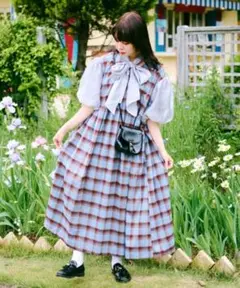 【クティールとレトロ】2WAYオーガンジードッキングボウタイワンピース