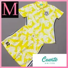クアルトユナイテッド ボタニカル柄総柄ポロシャツ&スカート上下セットアップ M