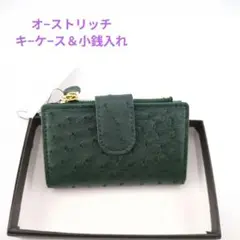 大幅値下げ処分[新品未使用高級オ−ストリッチ]キ−ケ−ス濃緑・小銭入れ