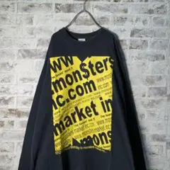 【ヴィンテージ】ビッグプリント ロングTシャツ 黒×黄色 古着usedAS26