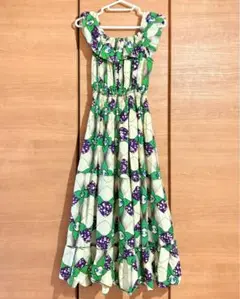 70s 70年代 vintage アフリカン バティック ワンピース 古着 緑