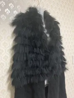 ヒロココシノ ラクーンファーベスト フリーサイズ ジレ 黒 フリーサイズ