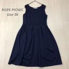 ロペピクニック ノースリーブ ストライプ ワンピース ネイビー 38