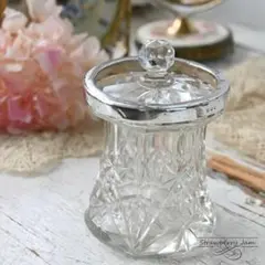L2909-104 英国アンティーク シルバーP×ガラス シュガーポット 花器
