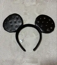 スタッズ付き黒ミッキー耳カチューシャ