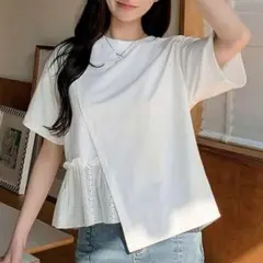 Tシャツ コットンレース フリル
