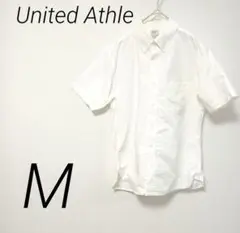 United Athle M ホワイト 半袖シャツシンプル 胸ポケット　前ボタン