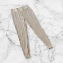 ヘインズ　ストレッチパンツ　ウエストゴム　M L ベージュ　フリー