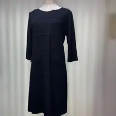 黒のカットソーワンピース 七分袖 ポケット付き　チュニック