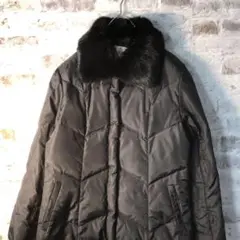 【ヴィンテージ】レトロ ファー付き中綿ジップアップジャケット古着used W18