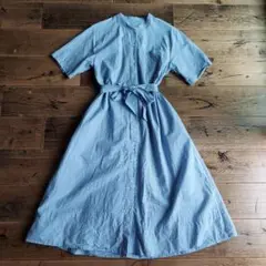 無印良品　ストライプシャツワンピース