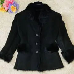 ★定価80万★ GUCCI ムートンコート ファー レザー 羊革 ブラック 40