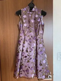 薄紫色 花柄刺繍 ドレス サイズ82-90